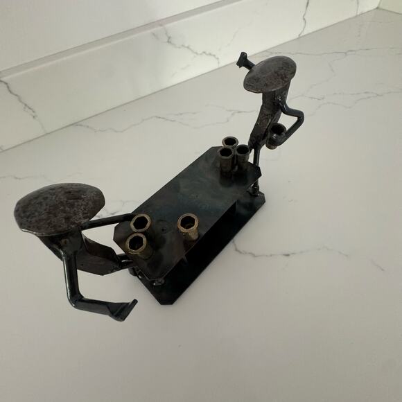 Railroad Spike Beer Pong Sculpture - Picture 2 of 3